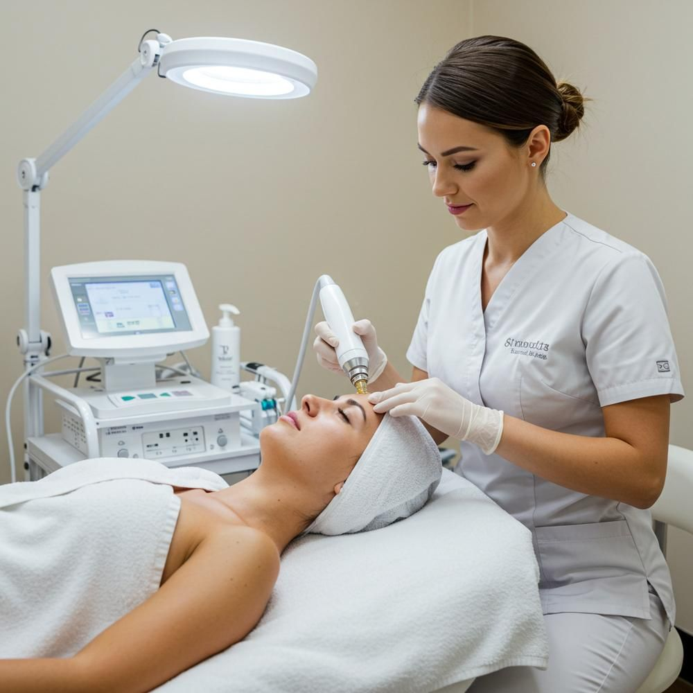 Skin treatment in progress at Vishaka Clinic, aesthetic clinic